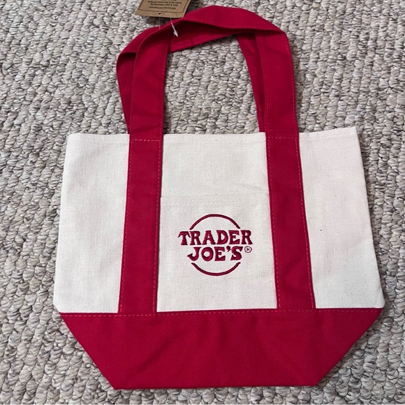 NWT Trader Joe's Mini Canvas Tote Bags SET OF 4 (red, blue, yellow, green) - Picture 5 of 11